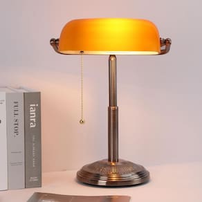 Candeeiro de mesa LINNMON Bankers Amber Retro Vintage LED Copper
