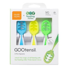 Conjunto de colheres de bebê NumNum Feeding Littles Silicone, 6 meses ou mais, pacote com 3