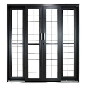 Porta de Correr de Aço 215x200cm Pantografica Grade Quadrada Ideal Crv Esquadrias Preto