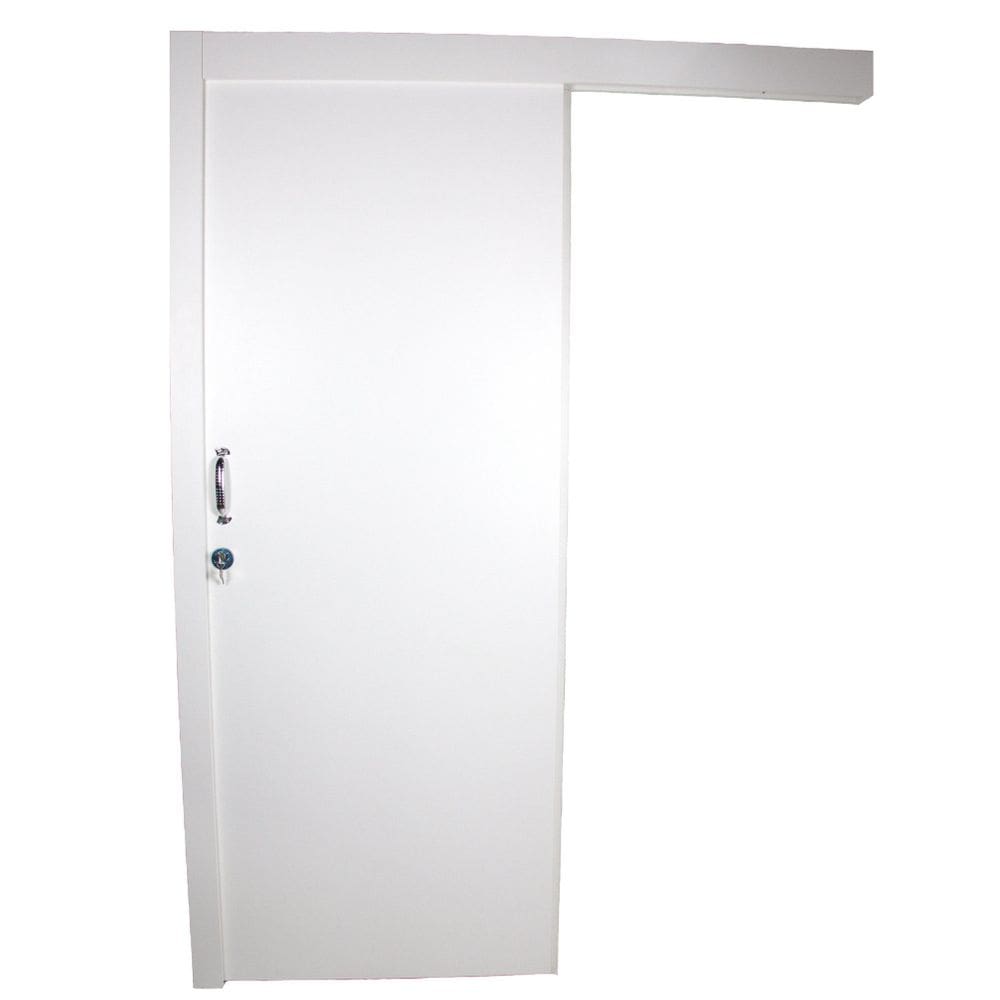 Kit Porta de Madeira de Correr Completa 213x60cm Batente 16cm Branco TX
