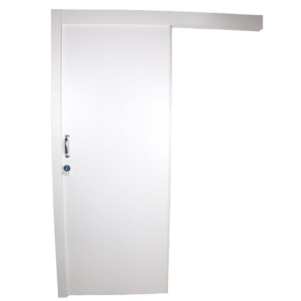 Kit Porta de Madeira de Correr Completa 213x70cm Batente 14cm Branco TX
