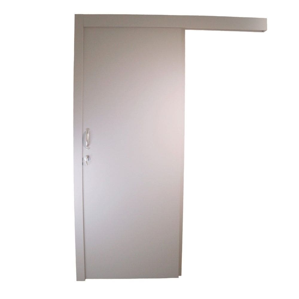 Kit Porta de Madeira de Correr Completa 213x70cm Batente 16cm Cinza TX