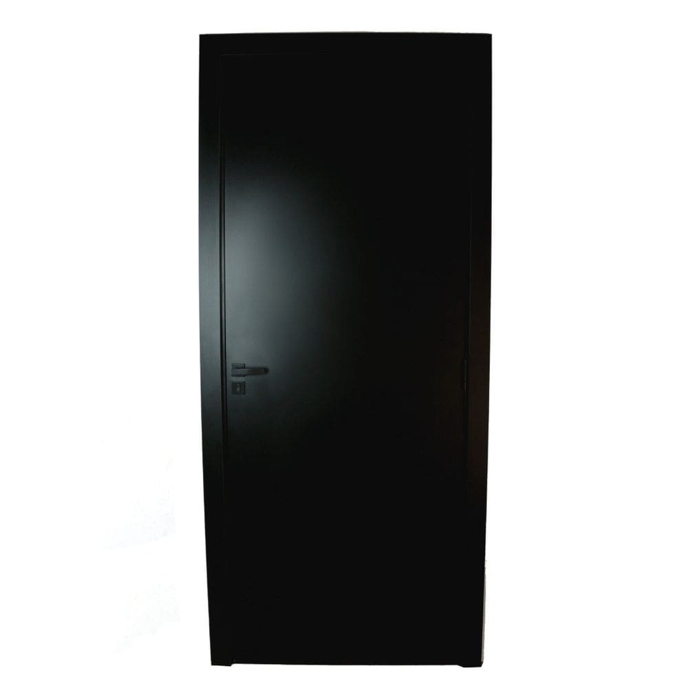 Kit Porta de Madeira Completa 213x84cm Batente 12cm Lado Esquerda Preto