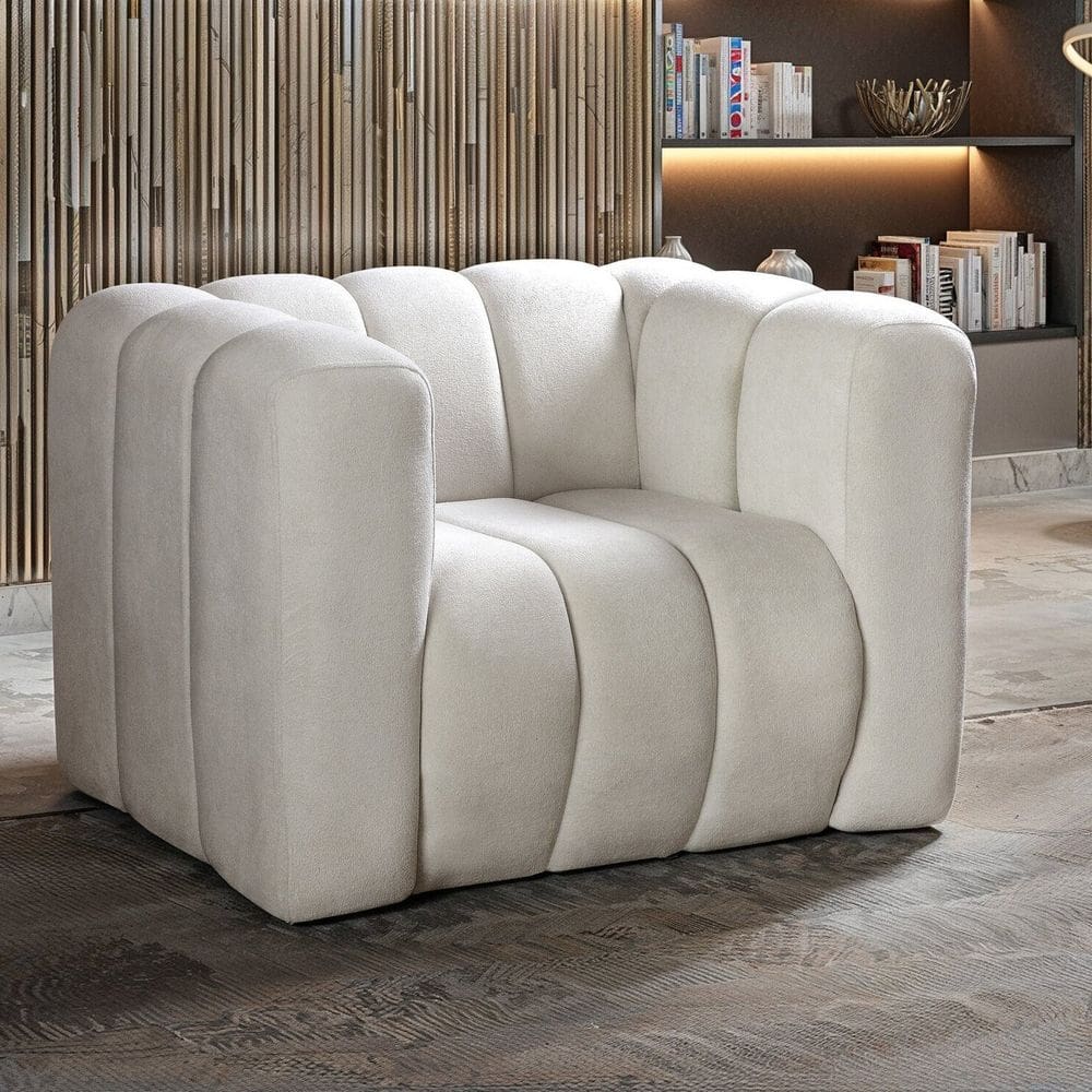 Poltrona Mona Decorativa Retrô Moderna Sala de Estar Bege