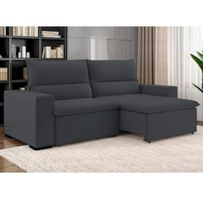 Sofá 3 Lugares Retrátil e Reclinável 220cm Belize Grafite