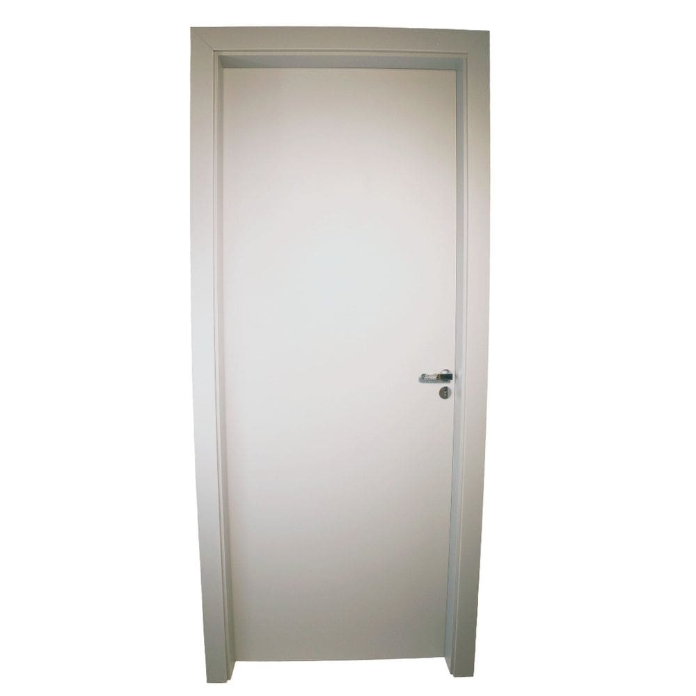 Kit Porta de Madeira Completa 213x74cm Batente 12cm Lado Esquerdo Cinza TX