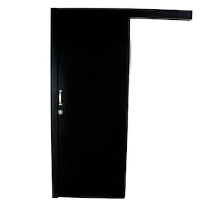 Kit Porta de Madeira de Correr Completa 213x90cm Batente 16cm Preto Tx