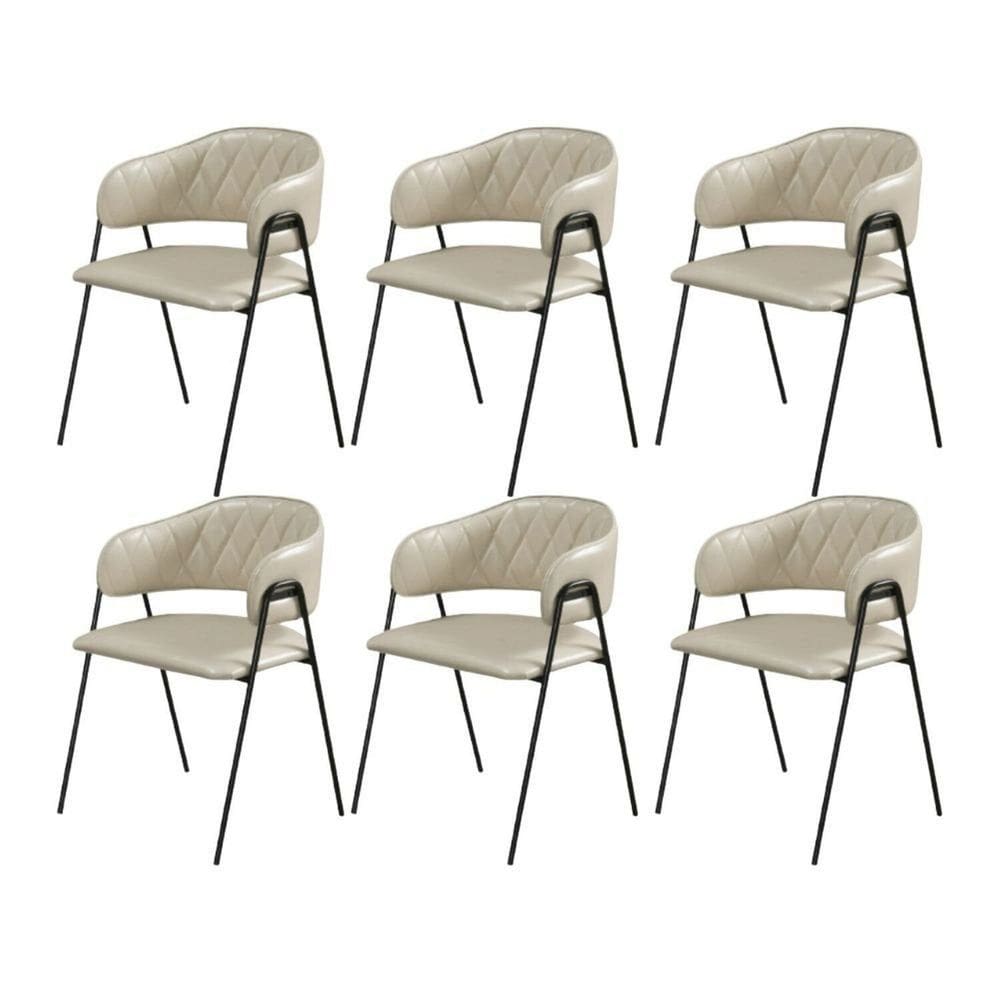 Conjunto 6 Cadeiras Jantar Base Metal Retro Pérola