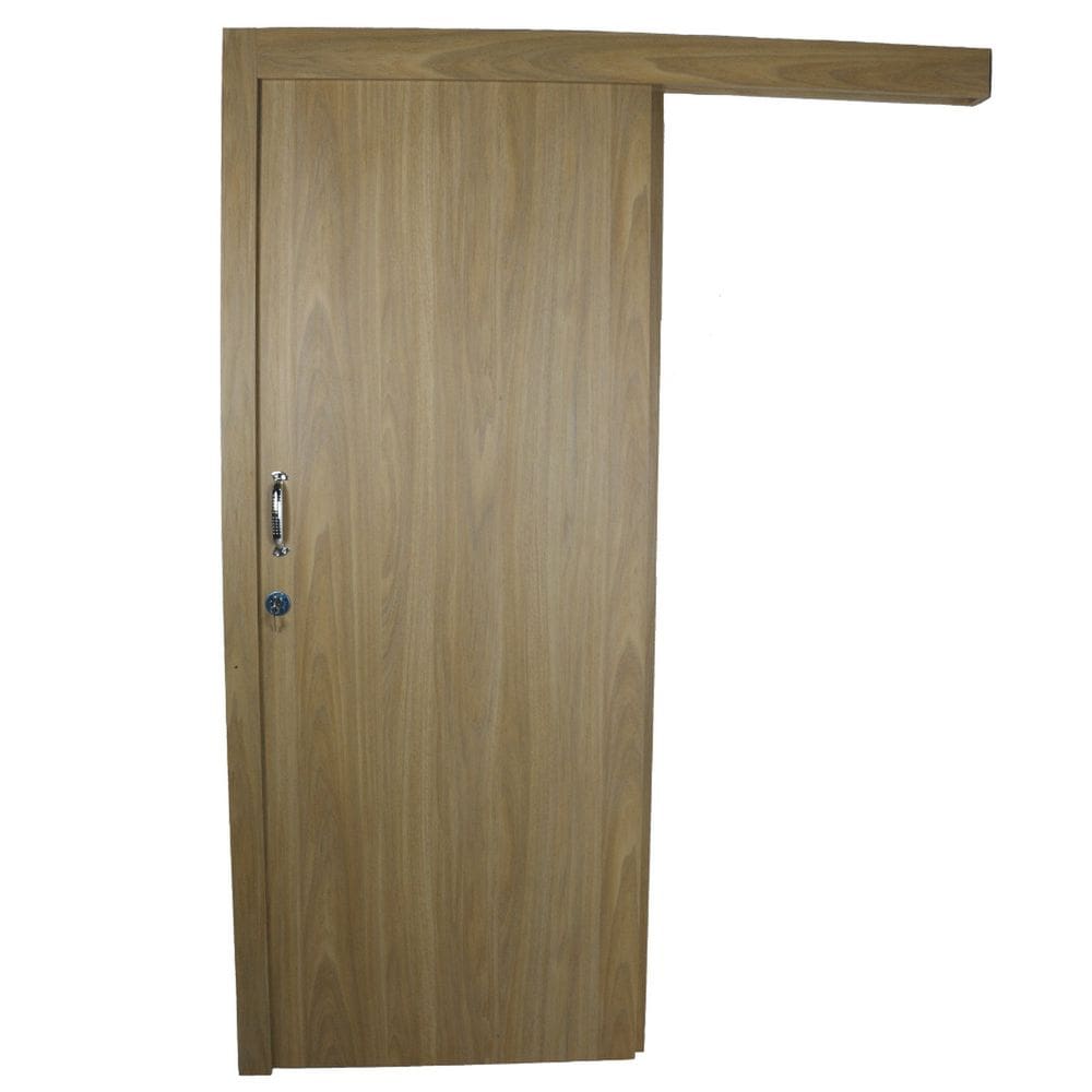 Kit Porta de Madeira de Correr Completa 213x60cm Batente 16cm Freijó