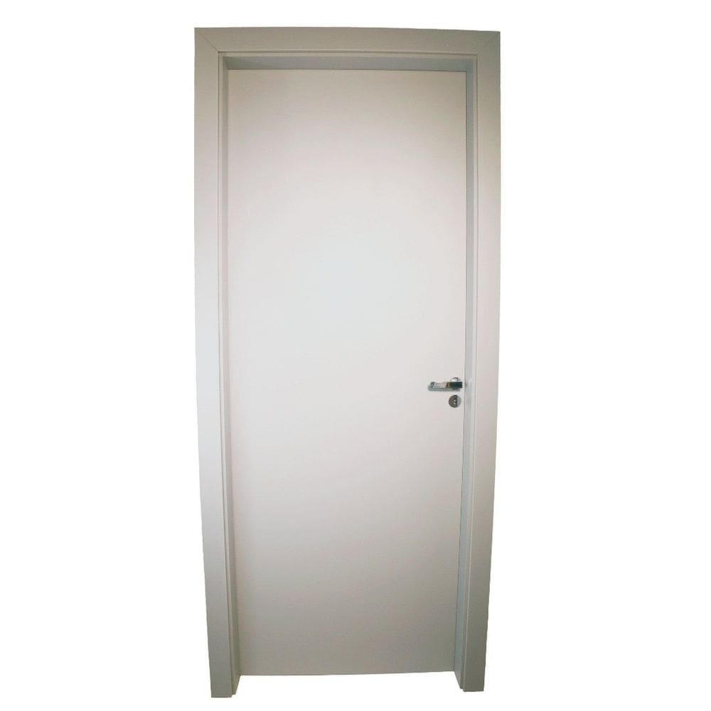 Kit Porta de Madeira Completa 213x64cm Batente 14cm Lado Direito Cinza TX