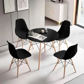 Conjunto de Mesa Redonda 80cm com 4 Cadeiras Eiffel Preto