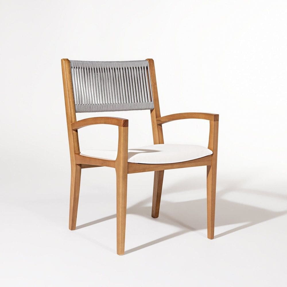 Cadeira para Sala de Jantar Linha Tune Verniz Mel/Corda Prata