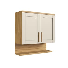 Armário Aéreo de Cozinha 80cm 2 Portas com Prateleira 100% Mdf Espresso Móveis Estônia Amêndoa/Off White