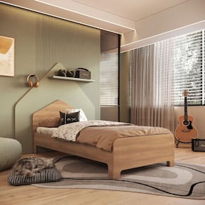 Cama Infantil em Mdf 15mm com Cabeceira Casinha 193cm X 95cm Dylan