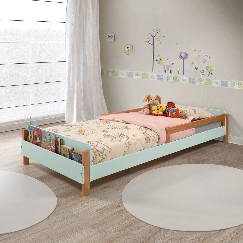 Cama Montessori Maui 45cm X 95cm X 205cm Verde/Amêndoa