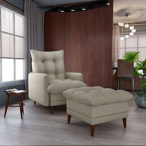 Poltrona com Puff para Sala de Estar Moderno Palha