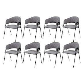 Conjunto 8 Cadeiras Jantar Base Metal Retro Cinza