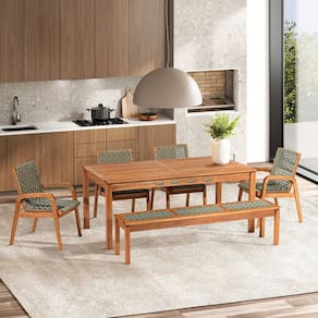 Conjunto Sala de Jantar 1 Mesa 4 Cadeiras e 1 Banco Jatobá/Verde