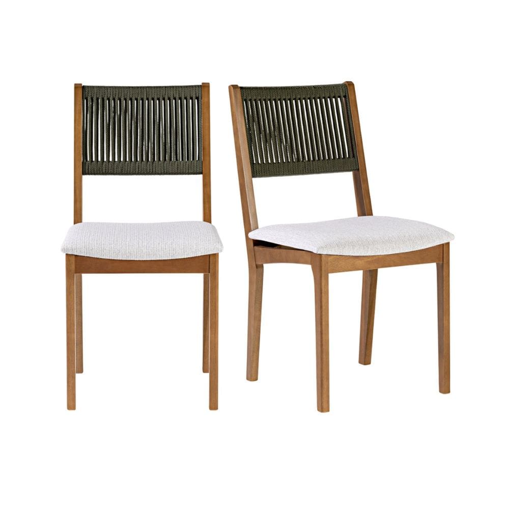 Kit 2 Cadeiras de Jantar sem Braços Tune Verniz Mel/Corda Verde