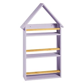 Prateleira Casinha 106x68x10cm Infantil Lilás/Amêndoa