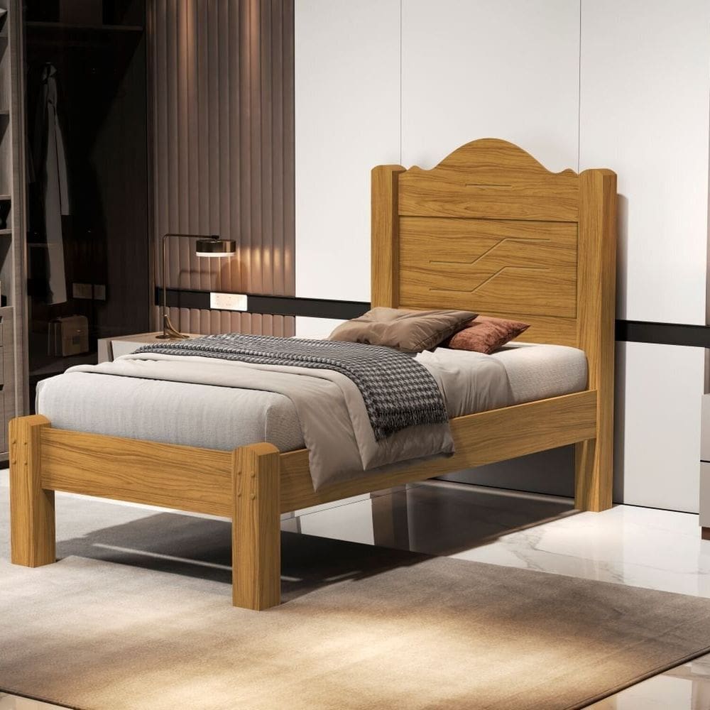 Cama Solteiro 204,4cm X 96cm X 130cm 100% Mdf Thalia Marrom