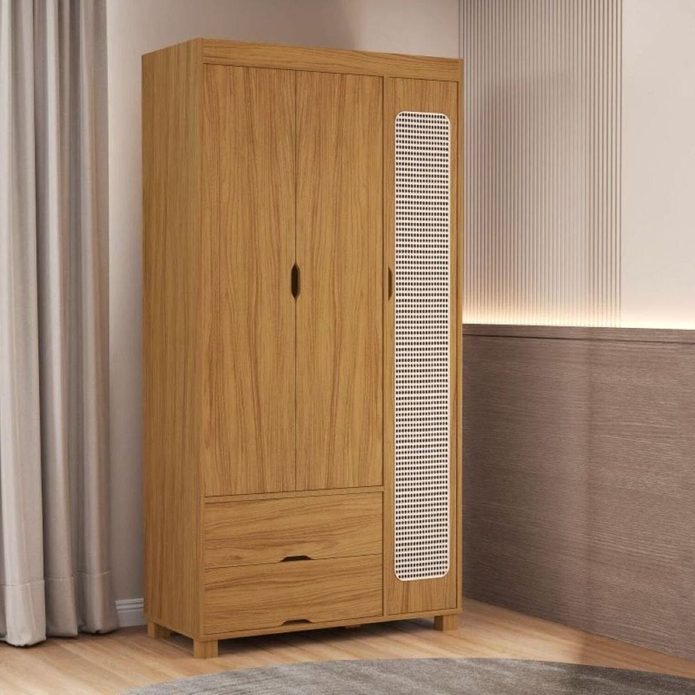 Roupeiro Clara 3 Portas e 2 Gavetas Tela Marrom