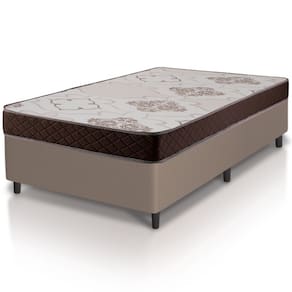 Conjunto Cama box de solteiro Hellen Proconfort colchão 100% Espuma D20 Marrom Bege