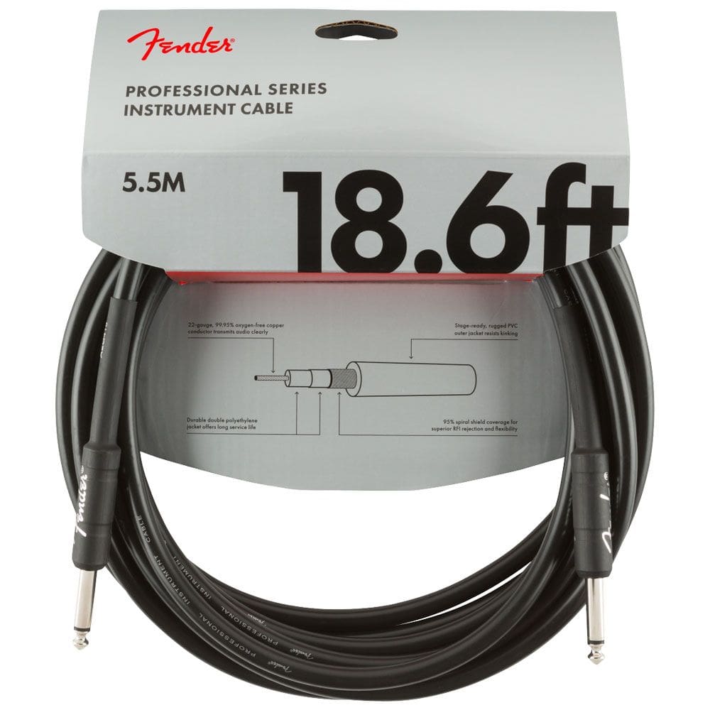 Cabo para Instrumento Fender Prof 18,6ft 5,5m Preto