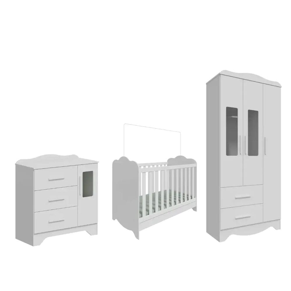 Quarto Completo Bebe Moveis Peroba Clara Provençal MDF