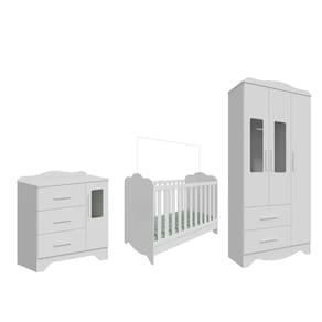 Quarto Completo Bebe Moveis Peroba Clara Provençal MDF