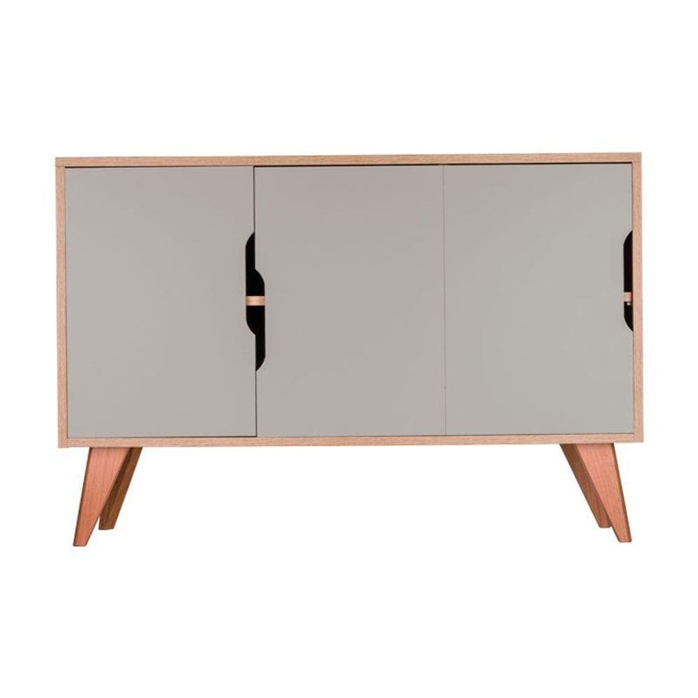 Aparador Buffet Retrô com 3 Portas Murano Carvalho e Verde Menta