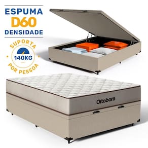 Cama Box Baú com Colchão de Espuma D60 Double Face Force Dream - Ortobom Casal 138cm