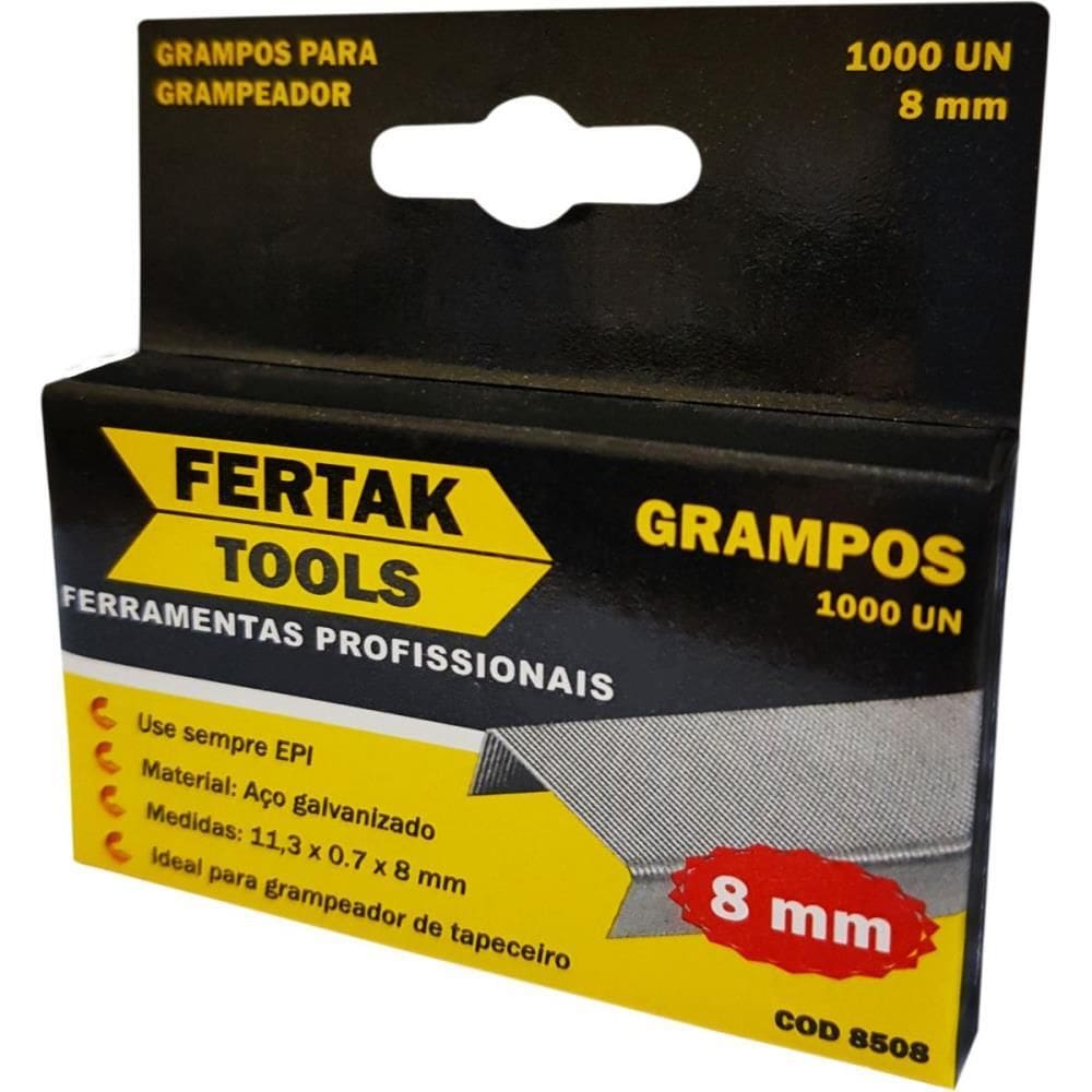Grampo Para Grampeador 8mm Galvanizado C/1000 Grampos