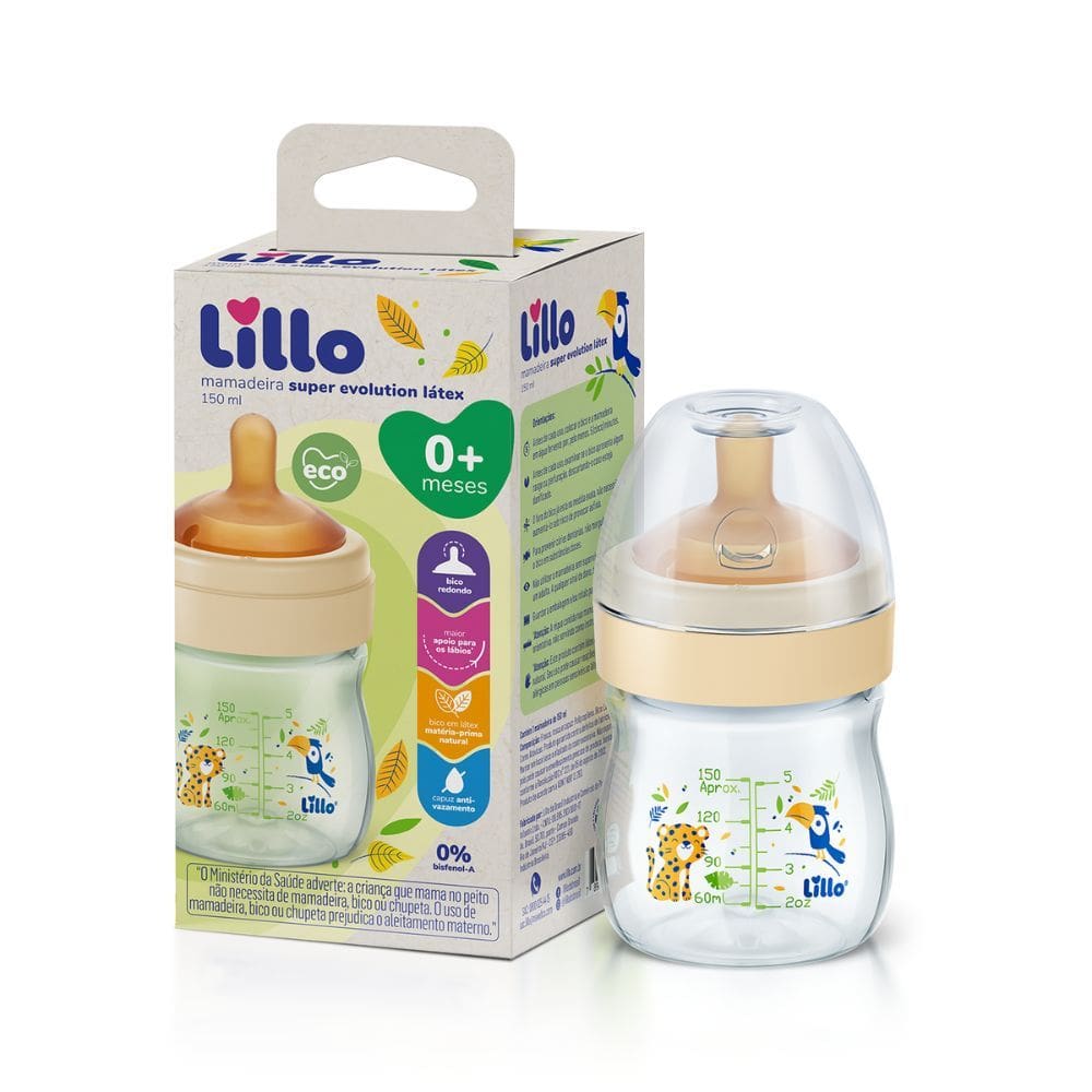 Mamadeira Lillo Super Evolution Látex Eco 0+ Meses 150ml