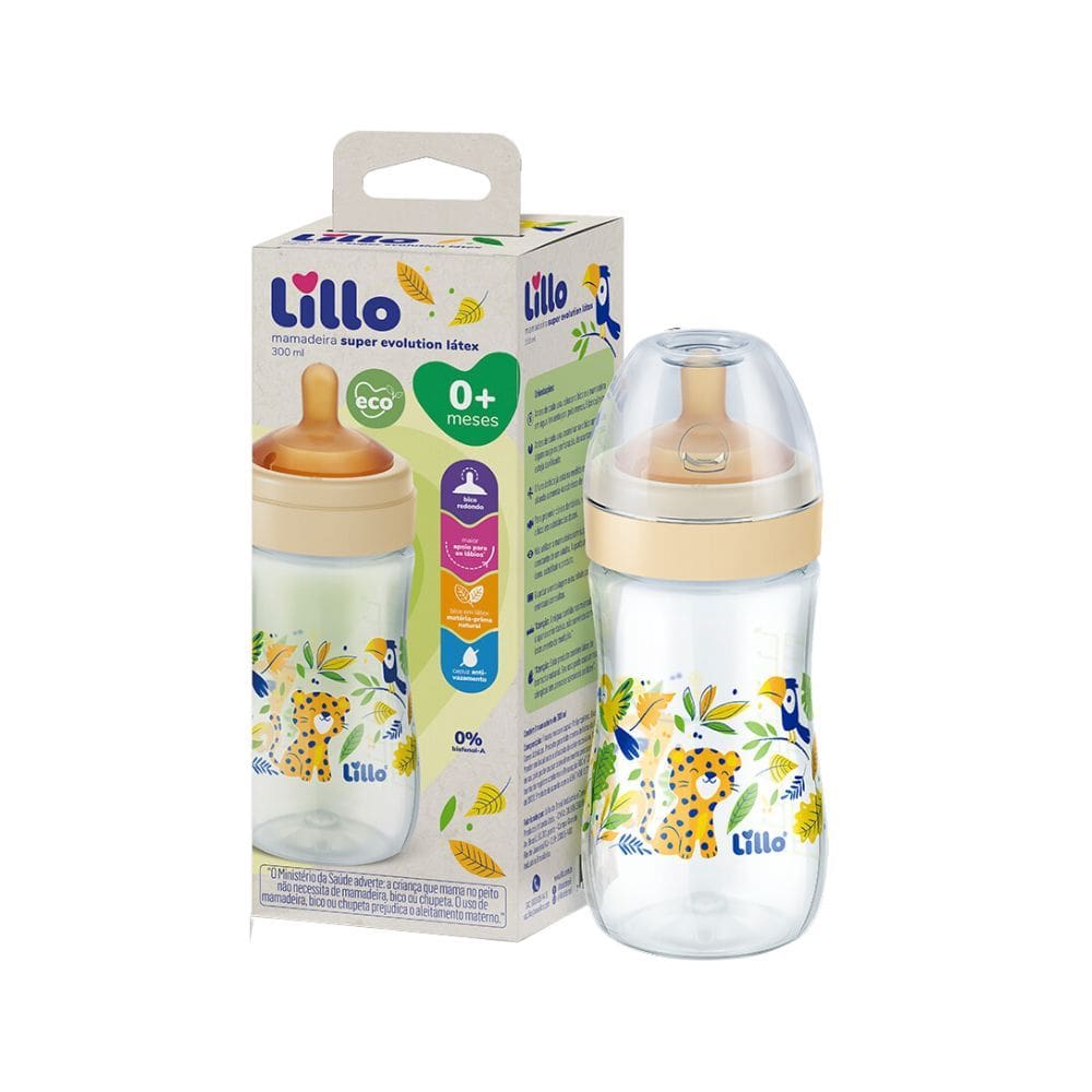 Mamadeira Lillo Super Evolution Látex Eco 0+ Meses 300ml