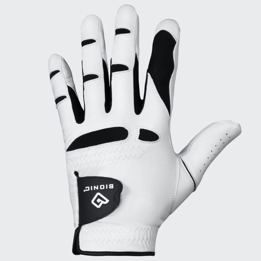 Luva de golfe Bionic StableGrip 2.0 para homens, mão esquerda, branca, grande