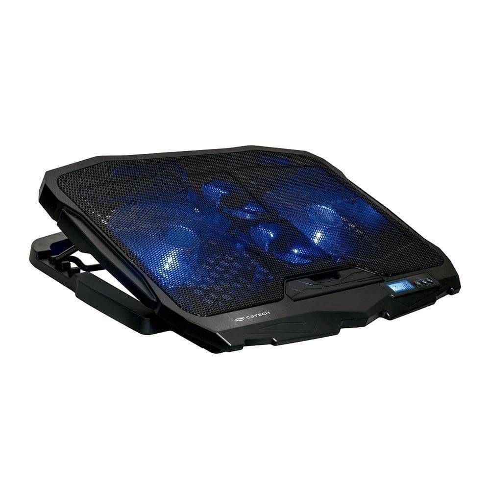 Suporte para Notebook Gamer C3Tech NBC-100BK, 17.3", Com 4 Fans, LED Azul, Ajustável, Preto