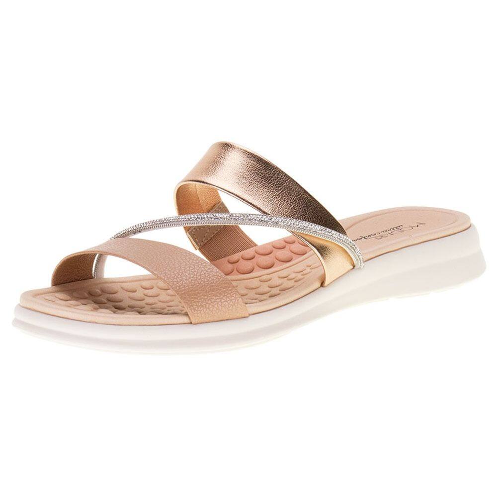 Tamanco Feminino Anabela Baixo Conforto Metalizado Modare