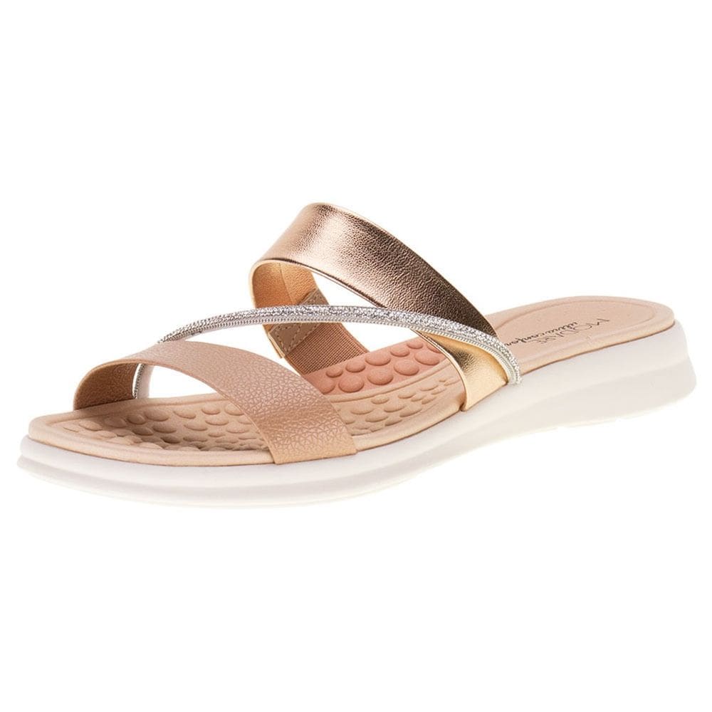 Tamanco Feminino Anabela Baixo Conforto Metalizado Modare