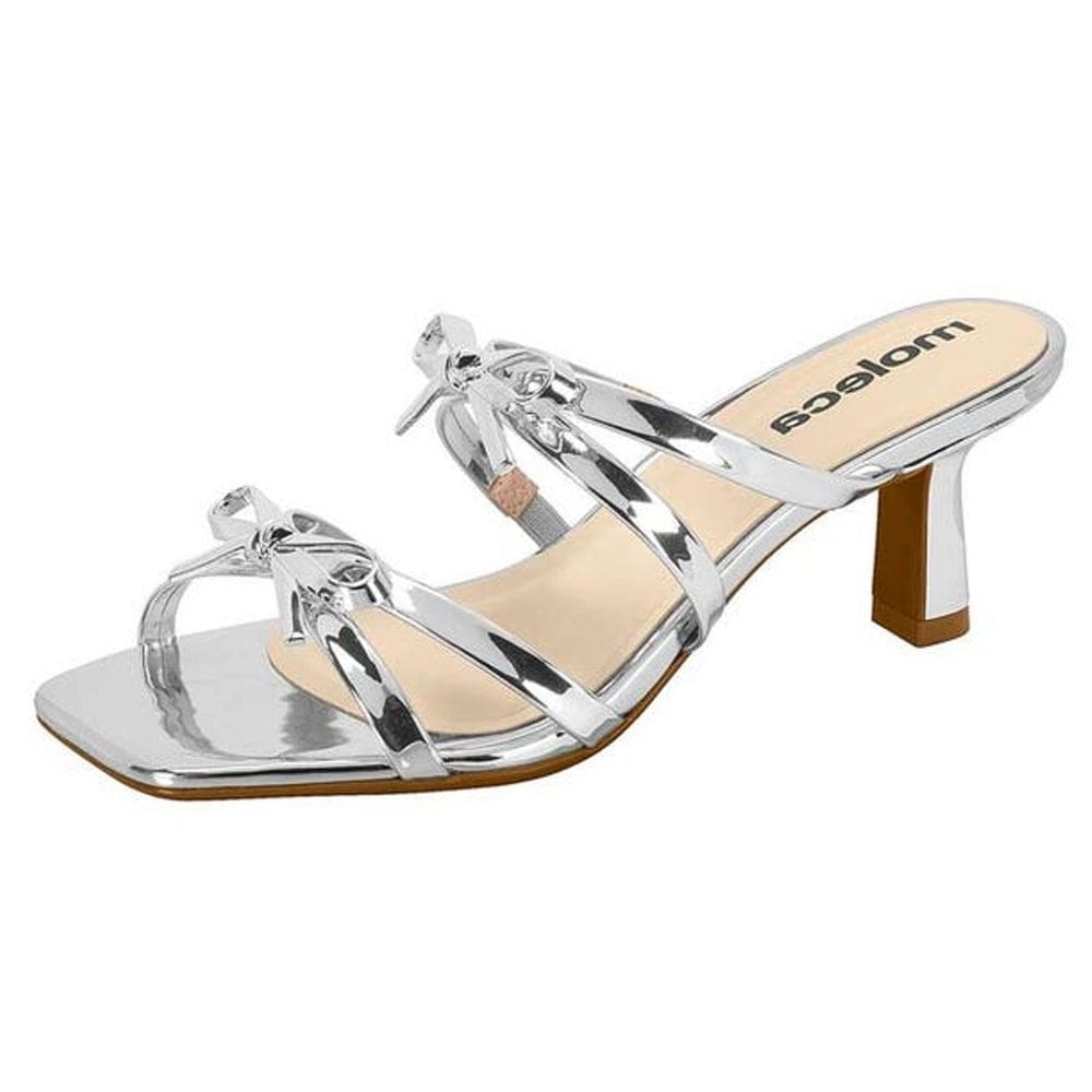 Tamanco Feminino Salto Baixo Taça Metalizado Social Moleca