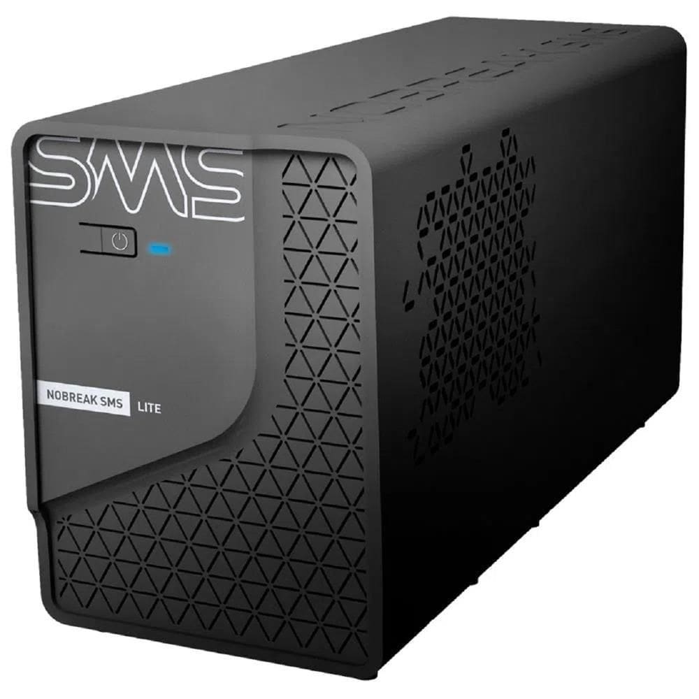 Nobreak SMS Lite 600VA, Entrada Bivolt, Saída 115V, Senoidal, 4 Tomadas, Preto