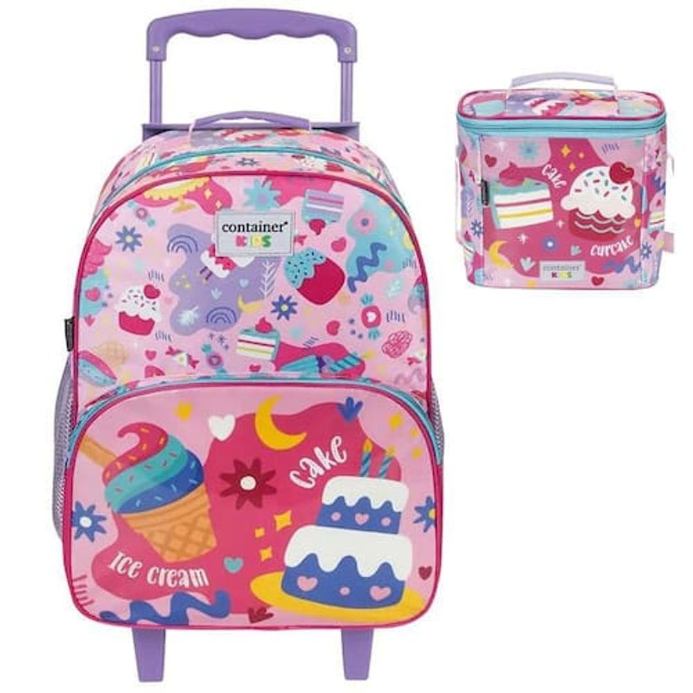 Kit Mochila Lancheira Dermiwill Container Kids CupCake