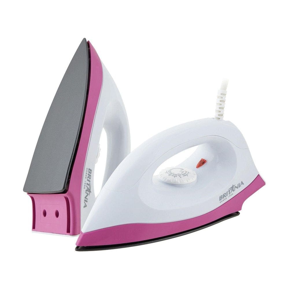 Ferro De Passar A Seco Britania 127V Antiaderente Branco/Rosa