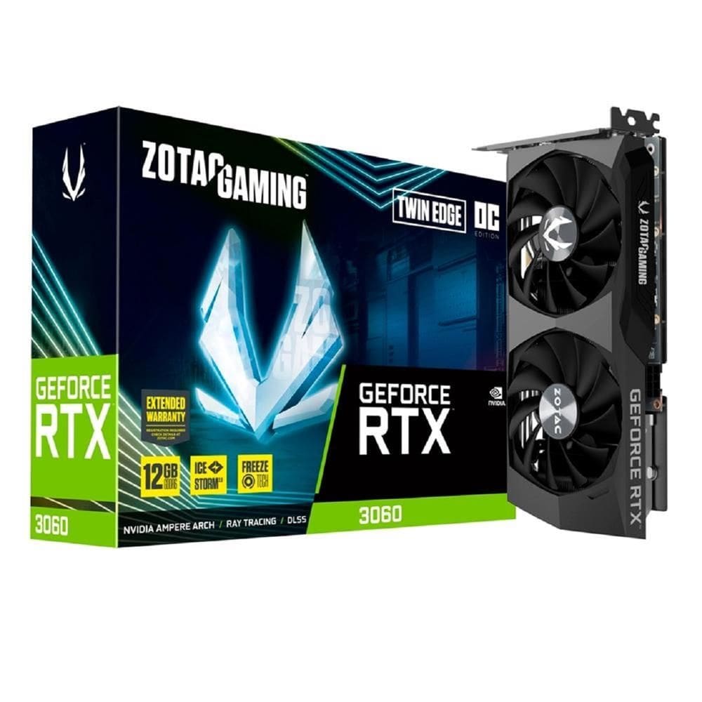 Placa de Vídeo Zotac Gaming GeForce RTX 3060 Twin Edge OC, 12GB, GDDR6, 192-Bit, Preto