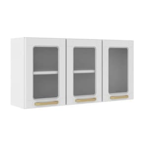 Armário Aéreo p/ Cozinha Colors 6010 c/ 3 Portas c/ Vidro 105cm Branco - Bertolini