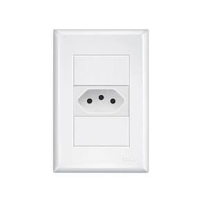 Tomada Fame Evidence 2P+T 10A com Placa 4x2 Branco