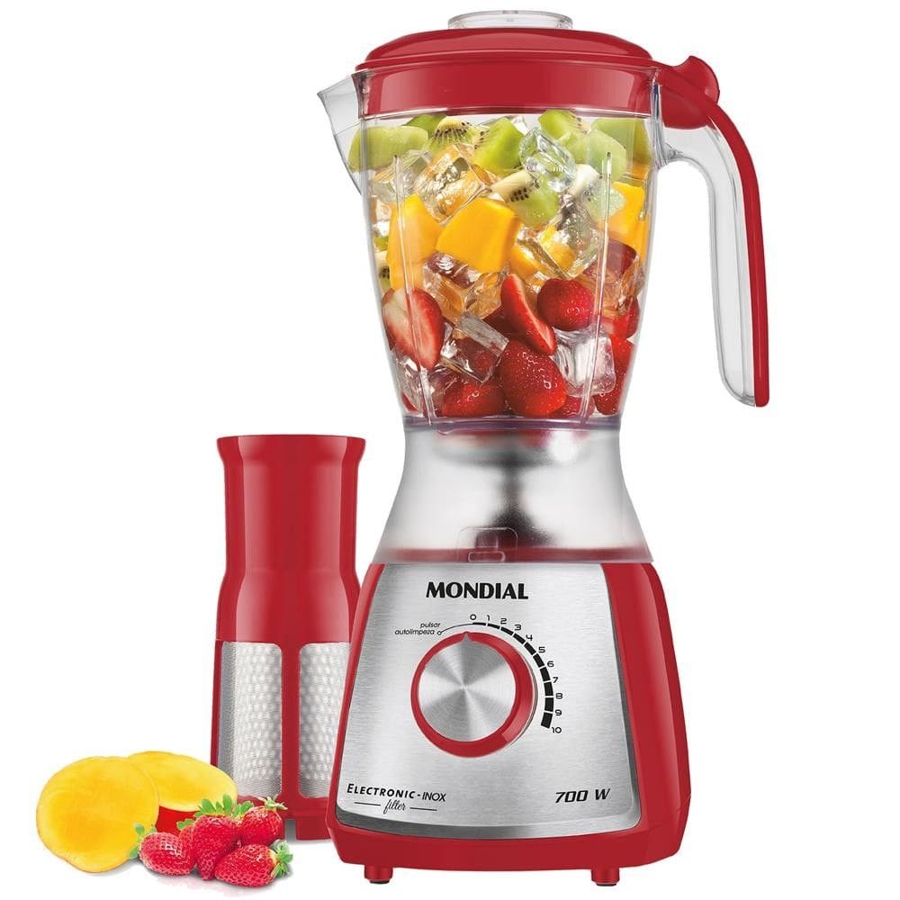 Liquidificador Mondial 700W 10 Velocidades Vermelho 220V