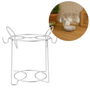 Suporte Organizador de Xícaras e Pires para Café ou Chá Aço Cromado - Araminas