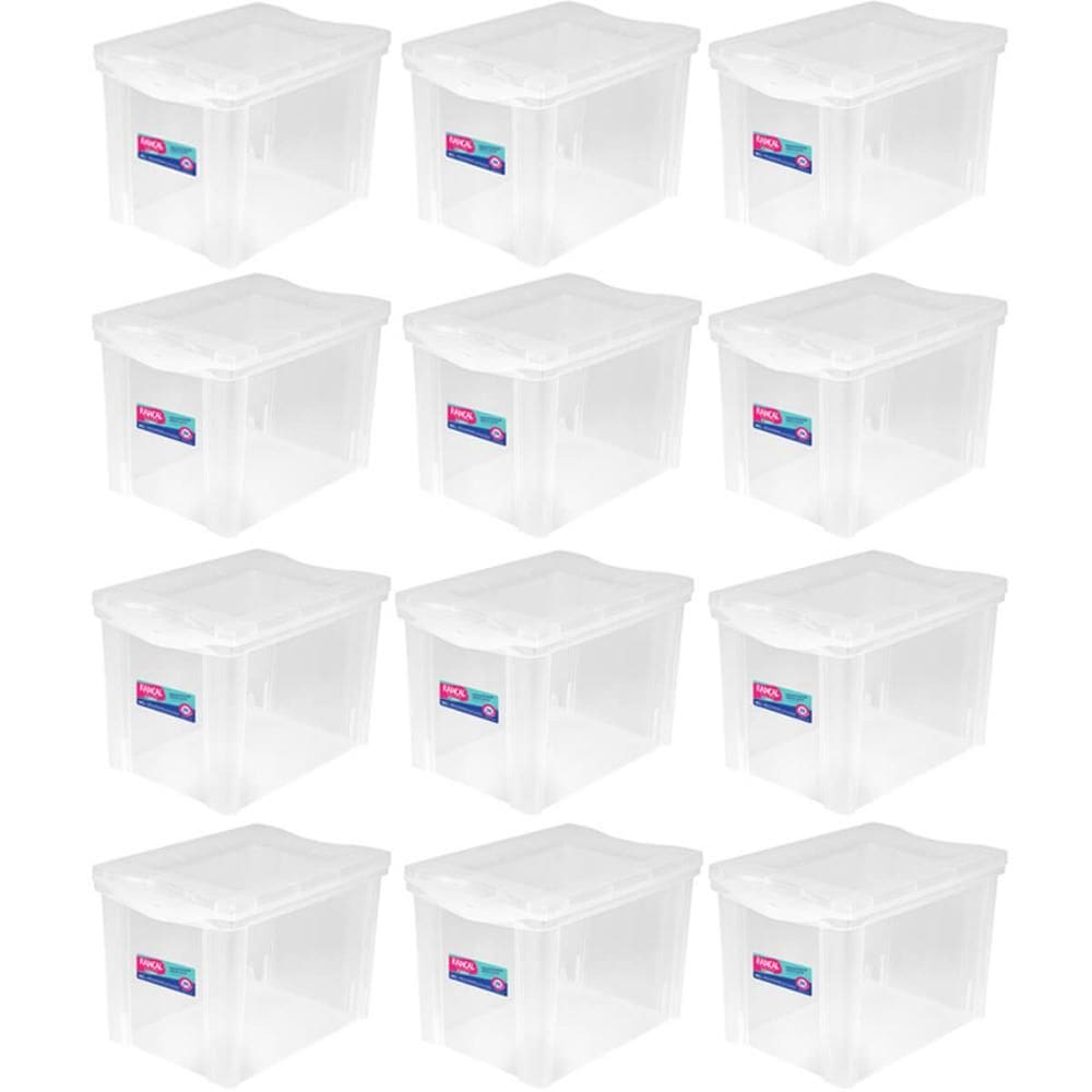 Kit 12 Caixas Organizadoras 30L Multiuso Alta Ordene Transparente Radical Color