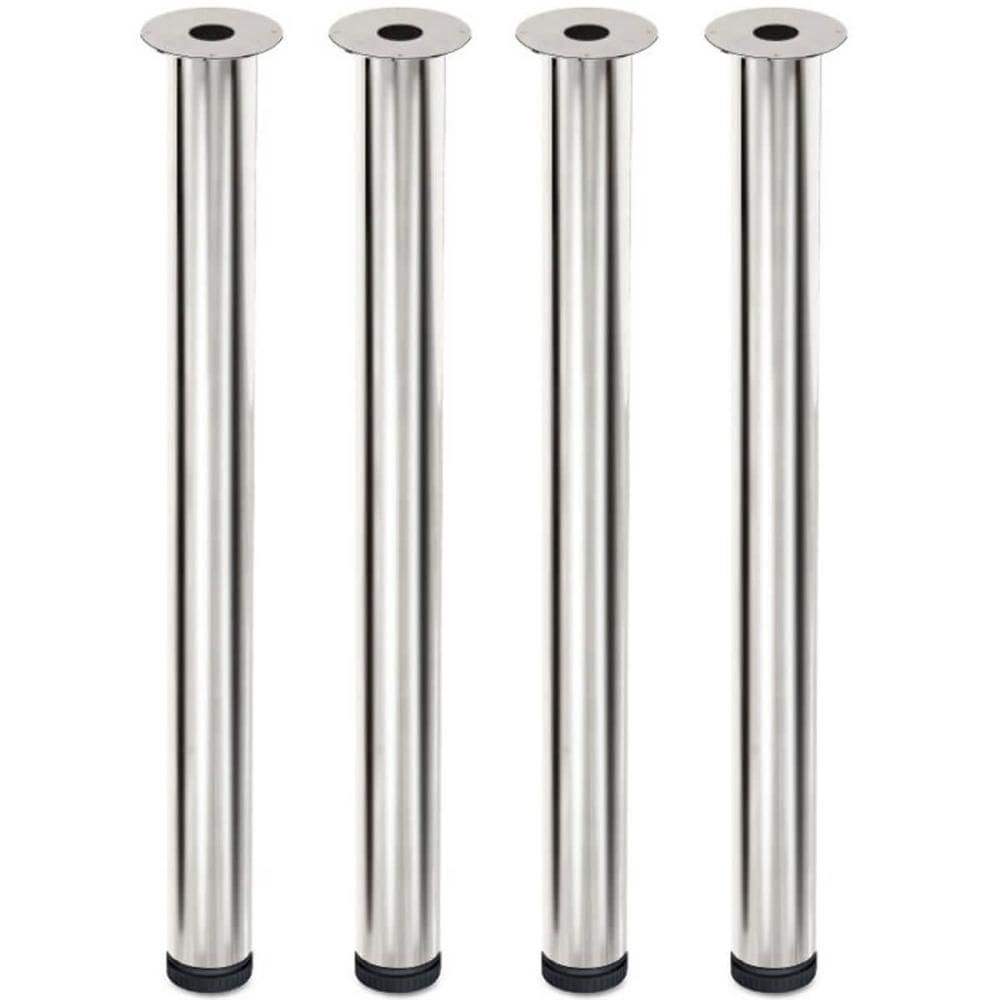 Conjunto 4 Pés de Mesa Cromados com Regulágem 7,6x75cm Modelo Palito Aço Carbono Dimec